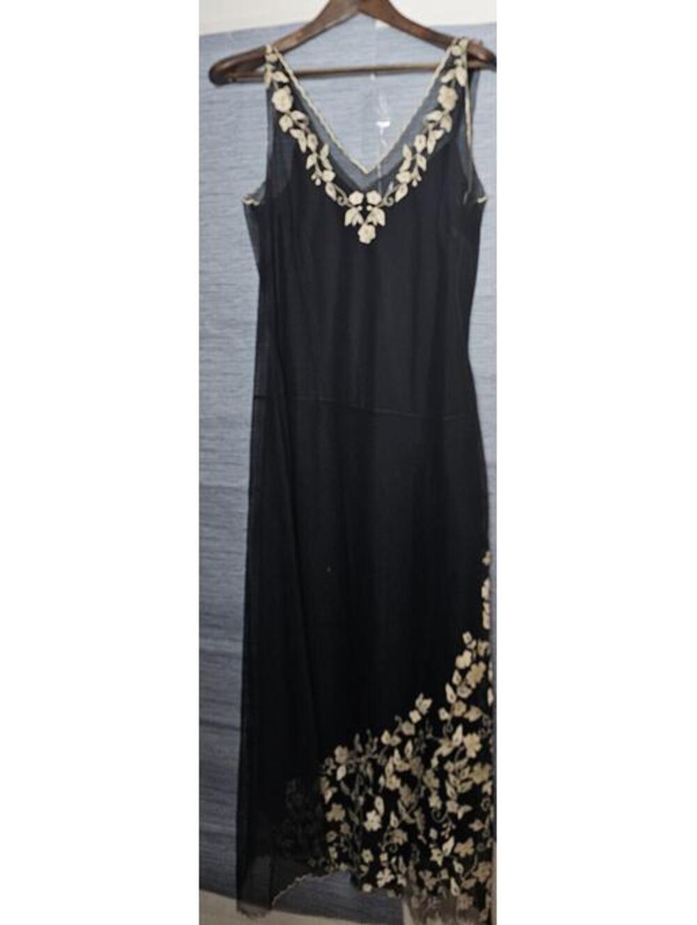 Newport News Dress Black Womens 12 Sheer Floral Embroidery - Picture 5 of 8